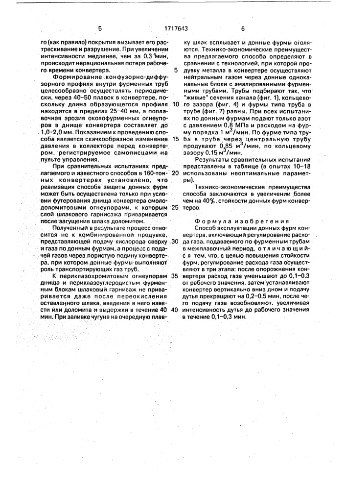Способ эксплуатации донных фурм конвертера (патент 1717643)
