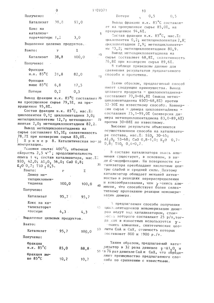 Способ получения циклопентадиена или метилциклопентадиена (патент 1109371)