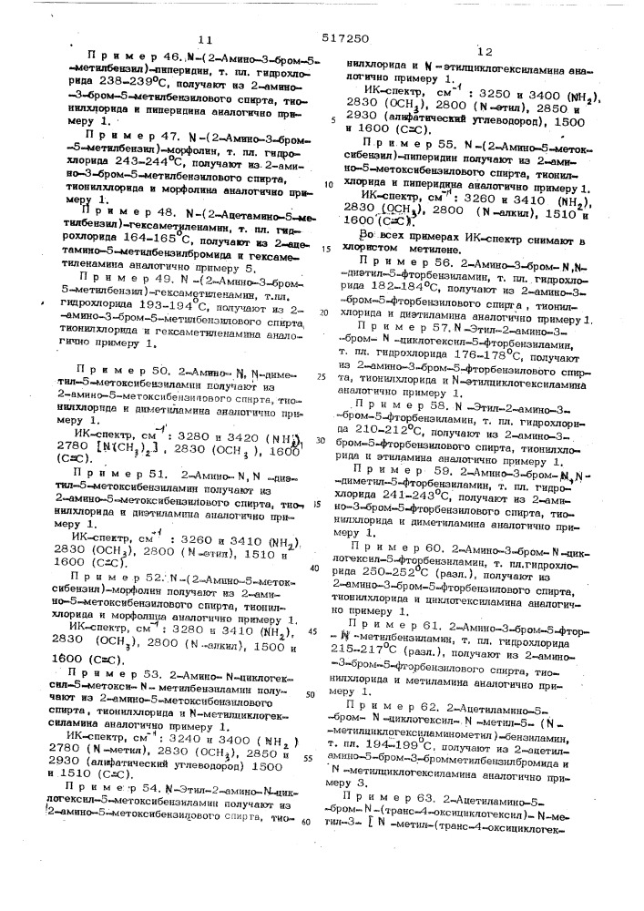 Способ получения производных бензиламина или их солей (патент 517250)