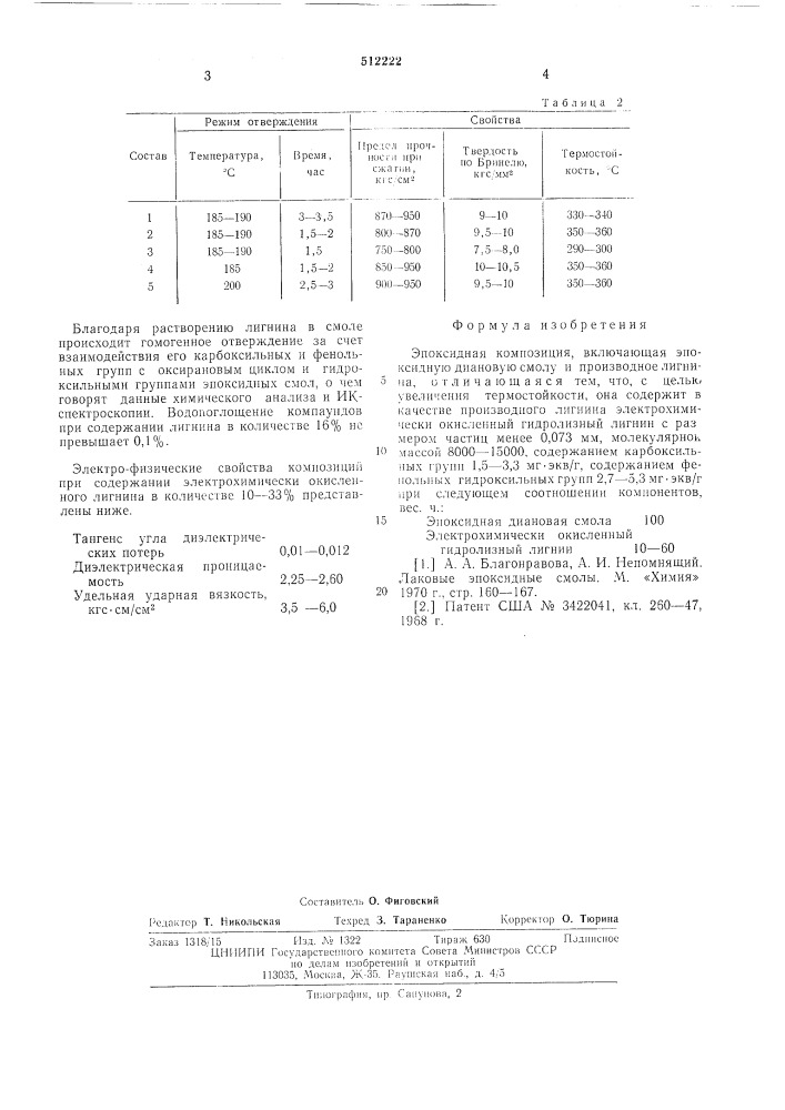 Эпоксидная композиция (патент 512222)