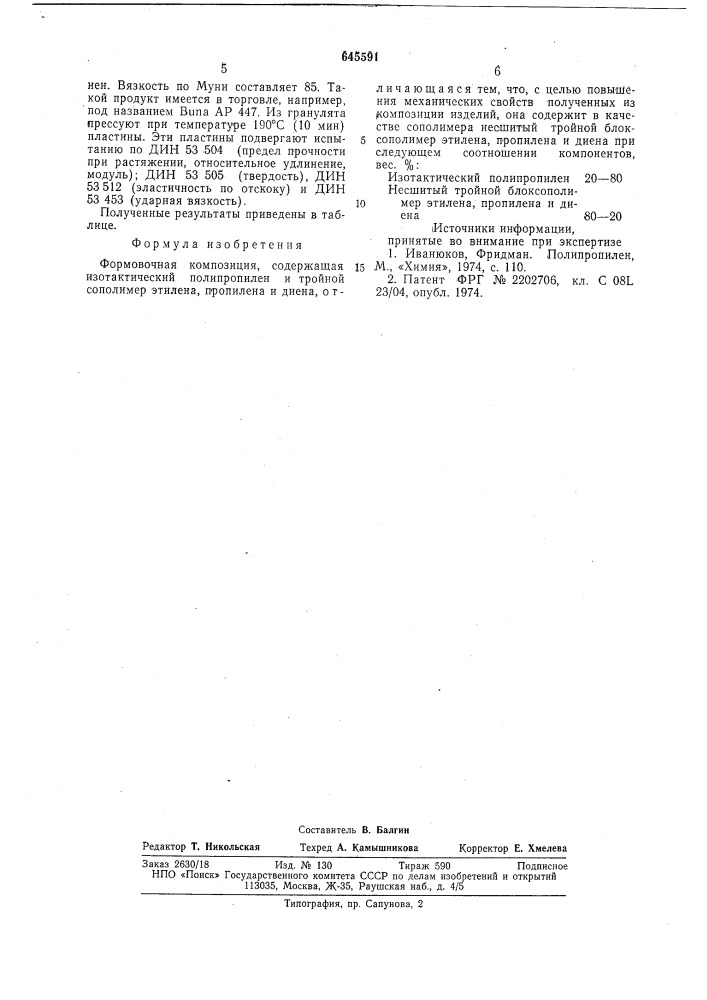 Фомовочная композиция (патент 645591)