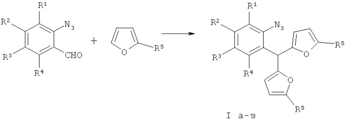 Способ получения производных бис(5-алкил-2-фурил)(2-азидофенил)метанов (патент 2502735)