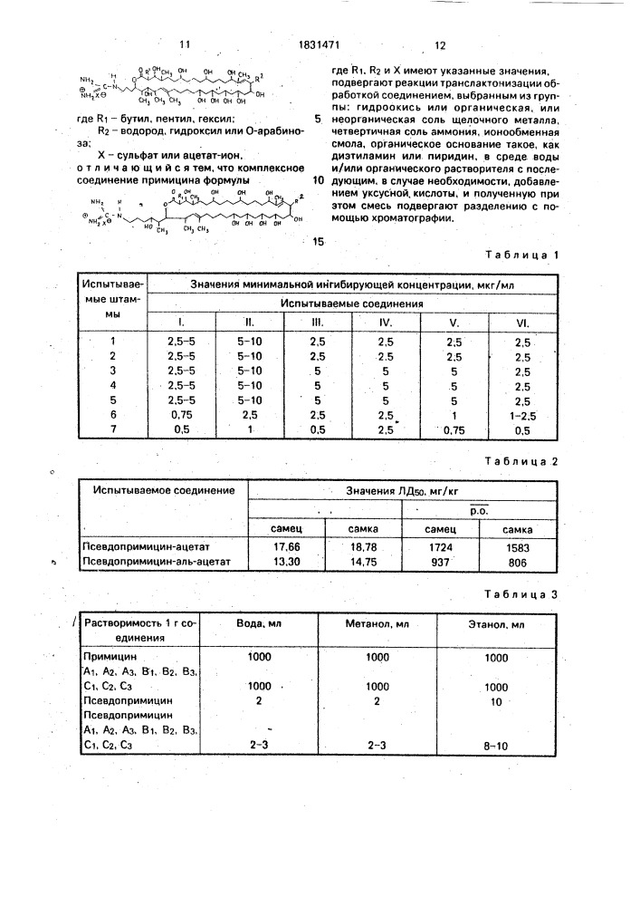 Способ получения комплексных соединений псевдопримицина (патент 1831471)