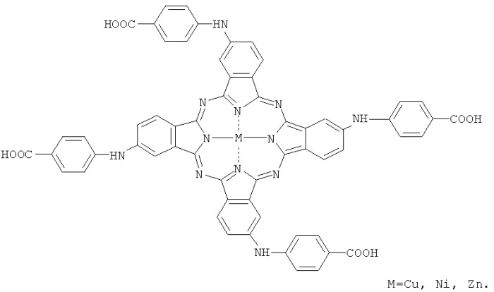 Металлокомплексы тетра-4-[(4&#39;-карбокси)фениламино]фталоцианина (патент 2463324)