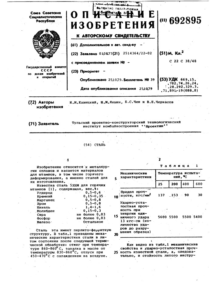 Сталь (патент 692895)