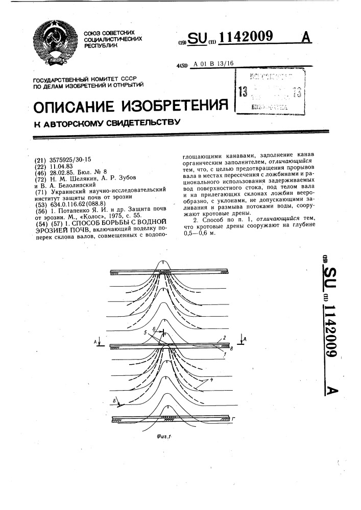 Способ борьбы с водной эрозией почв (патент 1142009)