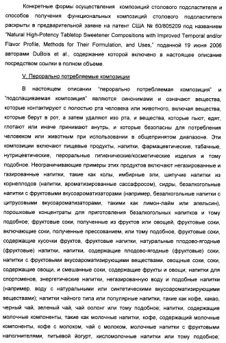 Композиция интенсивного подсластителя с пищевой клетчаткой и подслащенные ею композиции (патент 2455853)