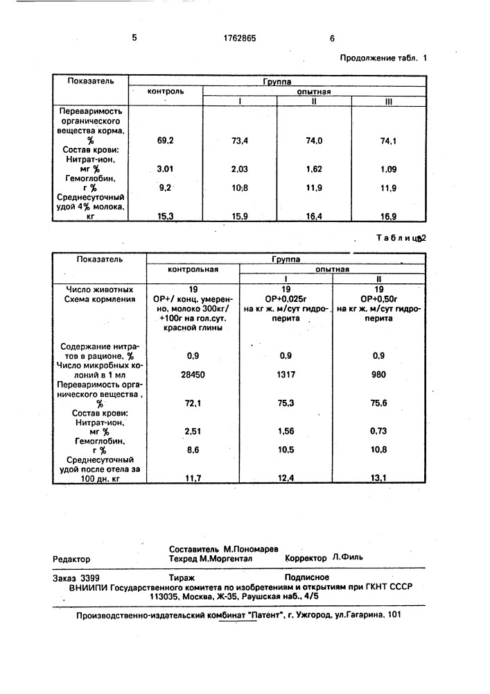 Способ кормления крупного рогатого скота (патент 1762865)