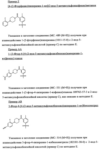 Производные 1-бензоилпиперазина в качестве ингибиторов поглощения глицина для лечения психозов (патент 2355683)