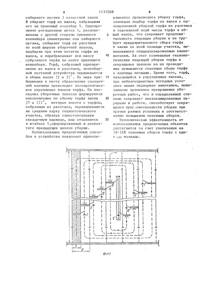 Способ уборки фрезерного торфа и устройство для его осуществления (патент 1137208)
