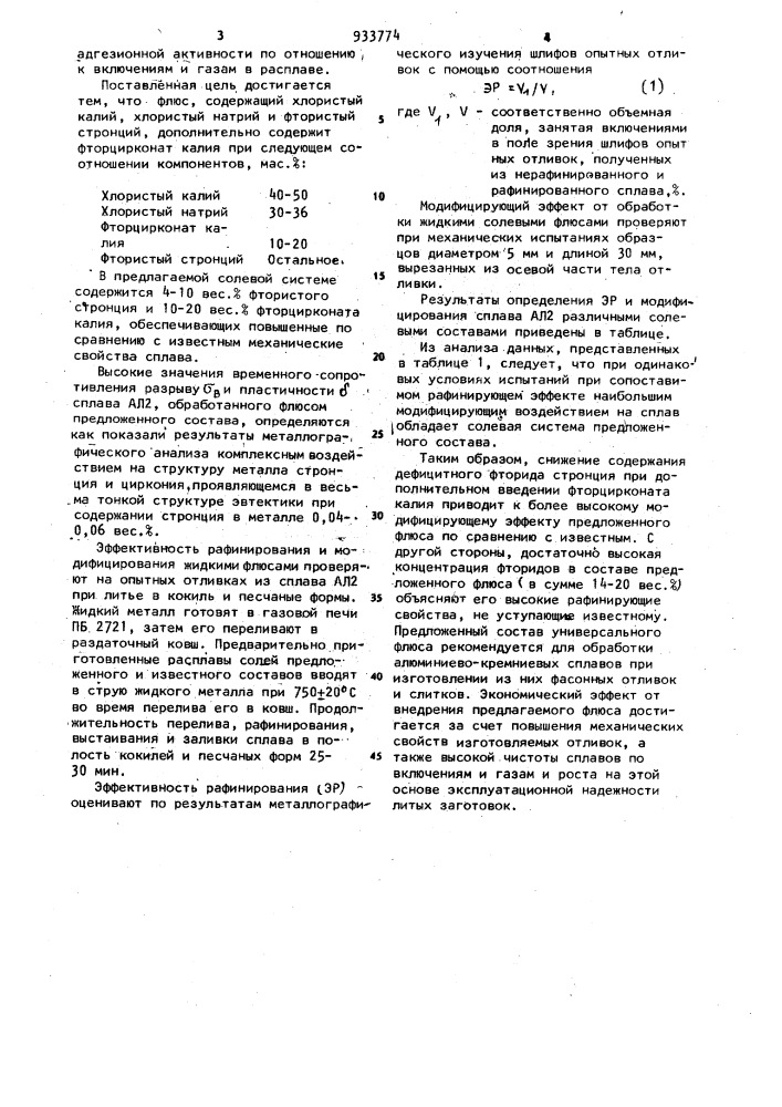 Флюс для обработки алюминиевых сплавов (патент 933774)