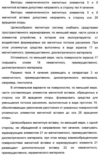 Способ магнитной разгрузки тел качения от действия центробежных сил в опорах вращения и опора вращения для его осуществления (варианты) (патент 2348839)