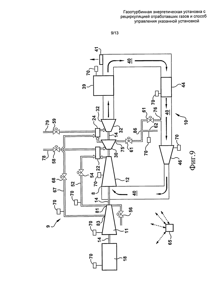 Газотурбинная энергетическая установка с рециркуляцией отработавших газов и способ управления указанной установкой (патент 2622140)