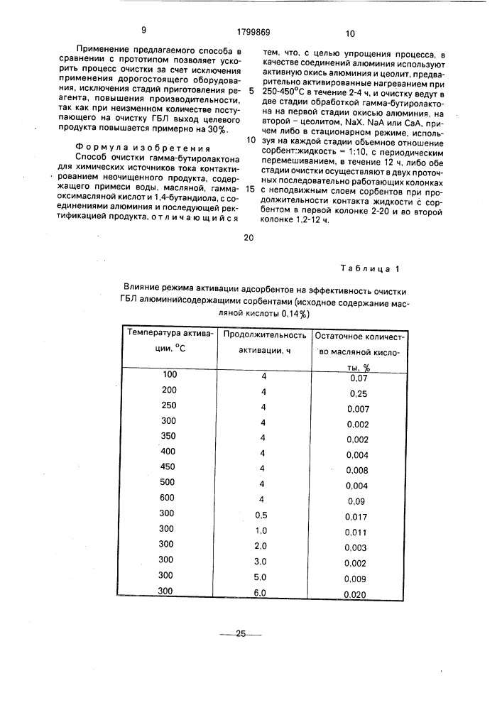 Способ очистки гамма-бутиролактона для химических источников тока (патент 1799869)