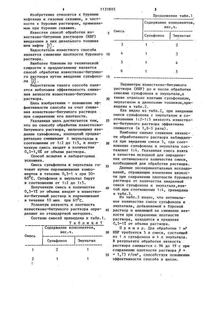 Способ обработки известково-битумного раствора (патент 1131895)