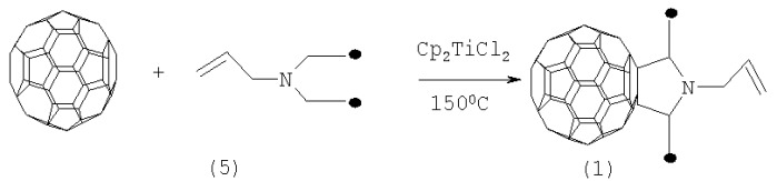 Способ получения 1-(2-пропенил)-2,5-диметил-3,4-фуллеро[60]пирролидина (патент 2372334)