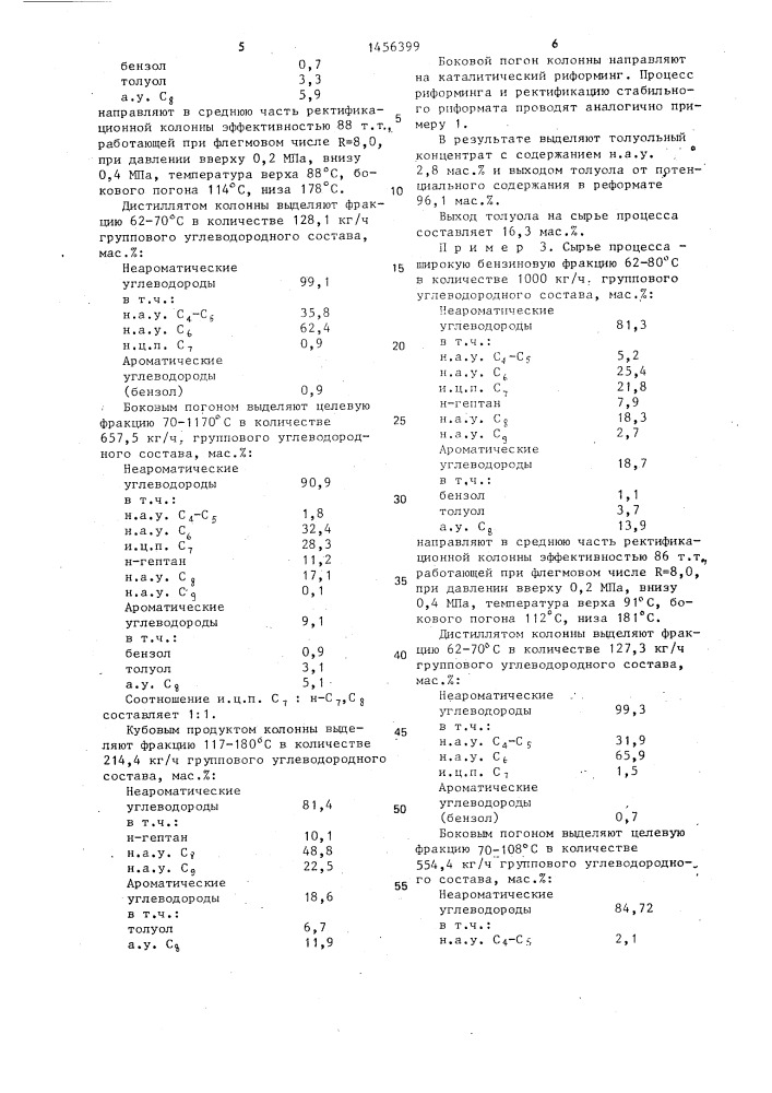 Способ получения толуольного концентрата (патент 1456399)