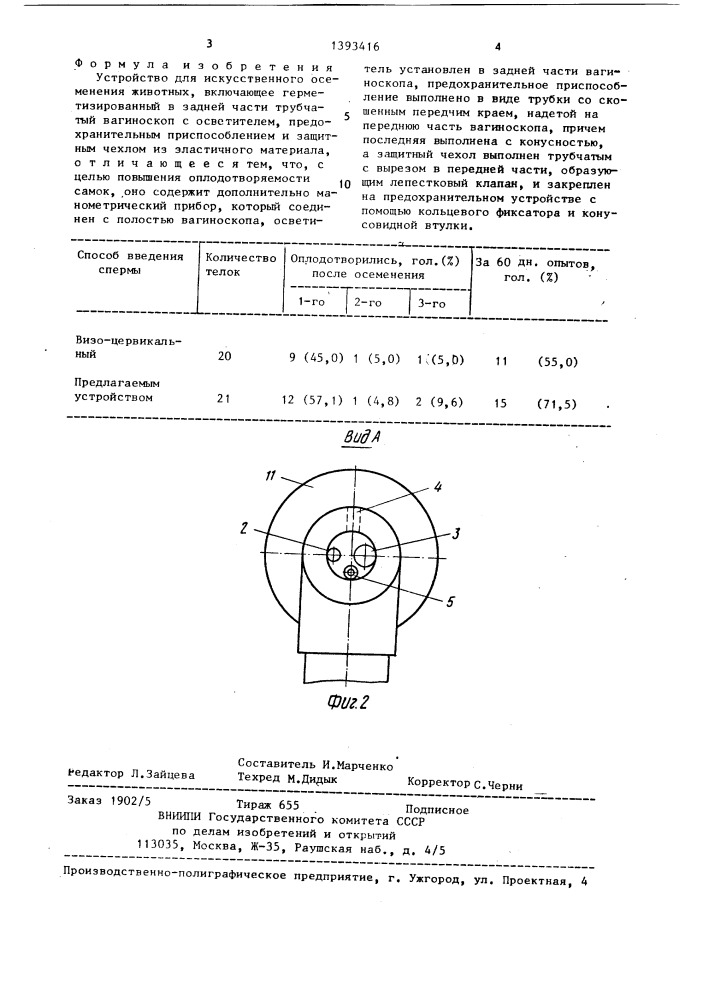 Устройство для искусственного осеменения животных (патент 1393416)