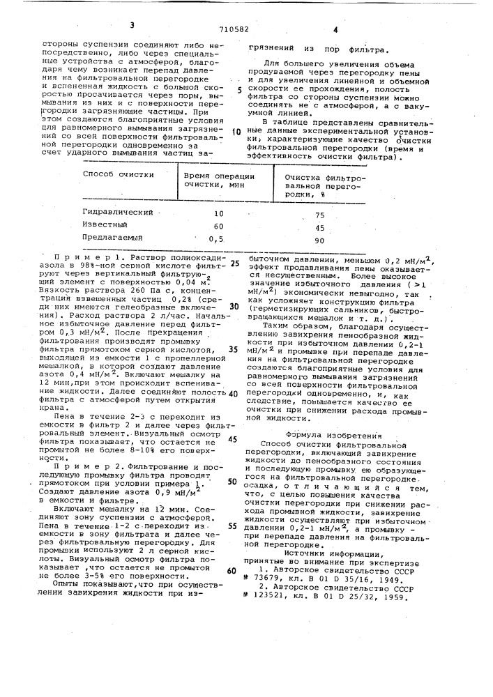 Способ очистки фильтровальной перегородки (патент 710582)