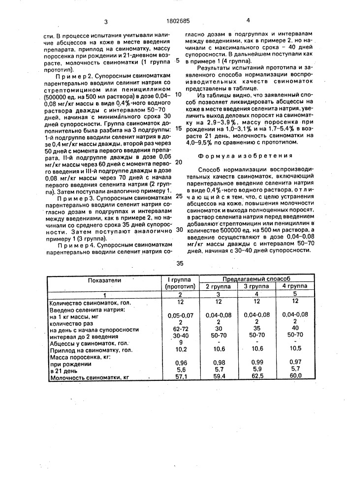 Способ нормализации воспроизводительных качеств свиноматок (патент 1802685)