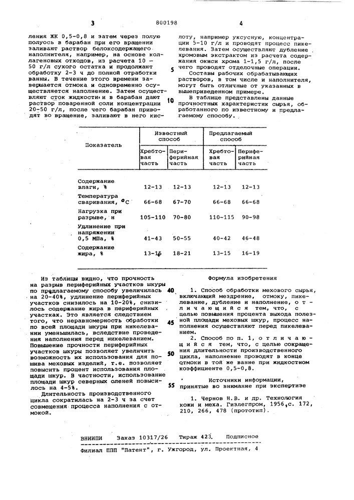 Способ обработки мехового сырья (патент 800198)