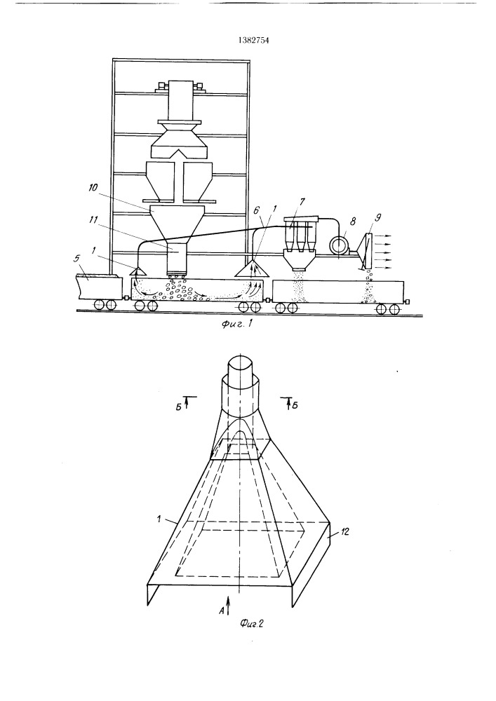 Устройство для отбора пылевого потока при загрузке вагонов сыпучими материалами (патент 1382754)