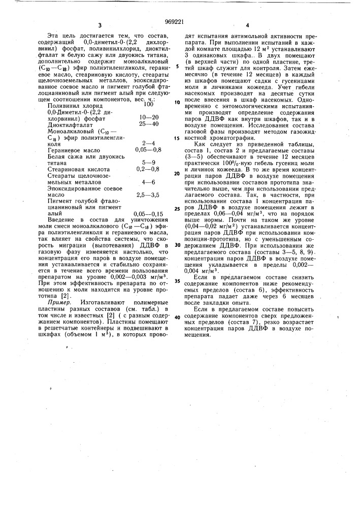 Состав для уничтожения моли (патент 969221)