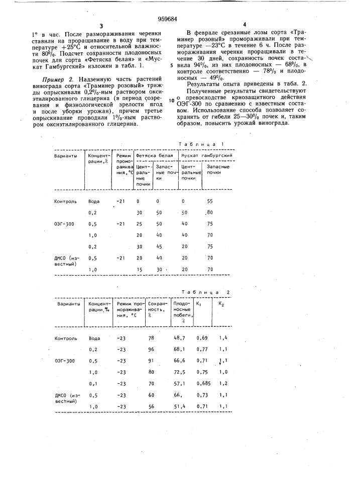 Способ защиты виноградных растений от морозов (патент 959684)