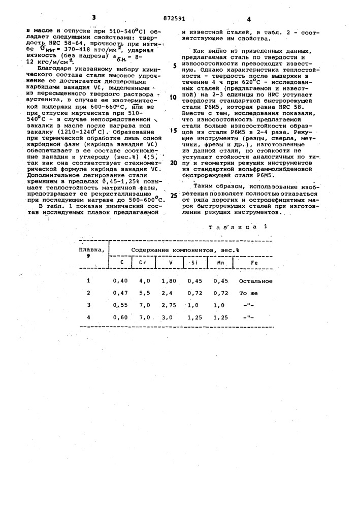 Сталь (патент 872591)