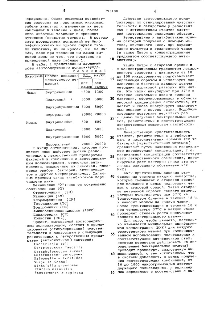 Способ получения азотсодержащего полисахарида, промотирующего чувствительность к лекарствам у бактерий, устойчивых к антибиотикам (патент 793408)