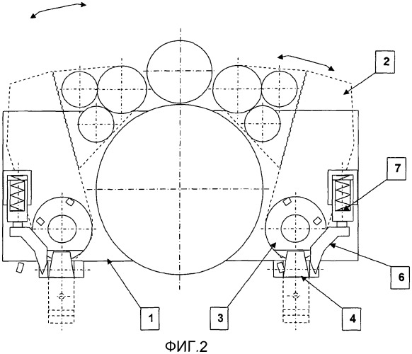 Кластерное рычажное устройство для комплектов промежуточных валков 18-валковых прокатных клетей, выполненных с возможностью горизонтального смещения валков (патент 2489218)
