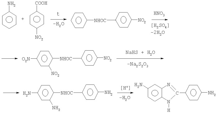 Способ получения 5(6)-амино-2-(4-аминофенил)бензимидазола (патент 2345988)