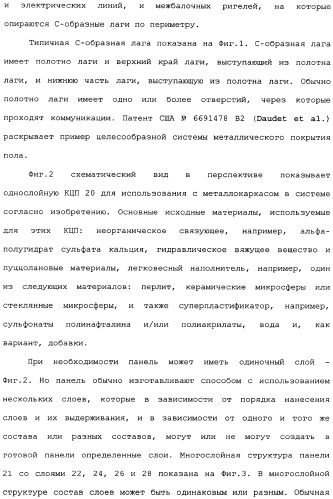 Невозгораемые усиленные, легковесные панели на вяжущем веществе и металлокаркасная система для покрытия пола (патент 2358077)