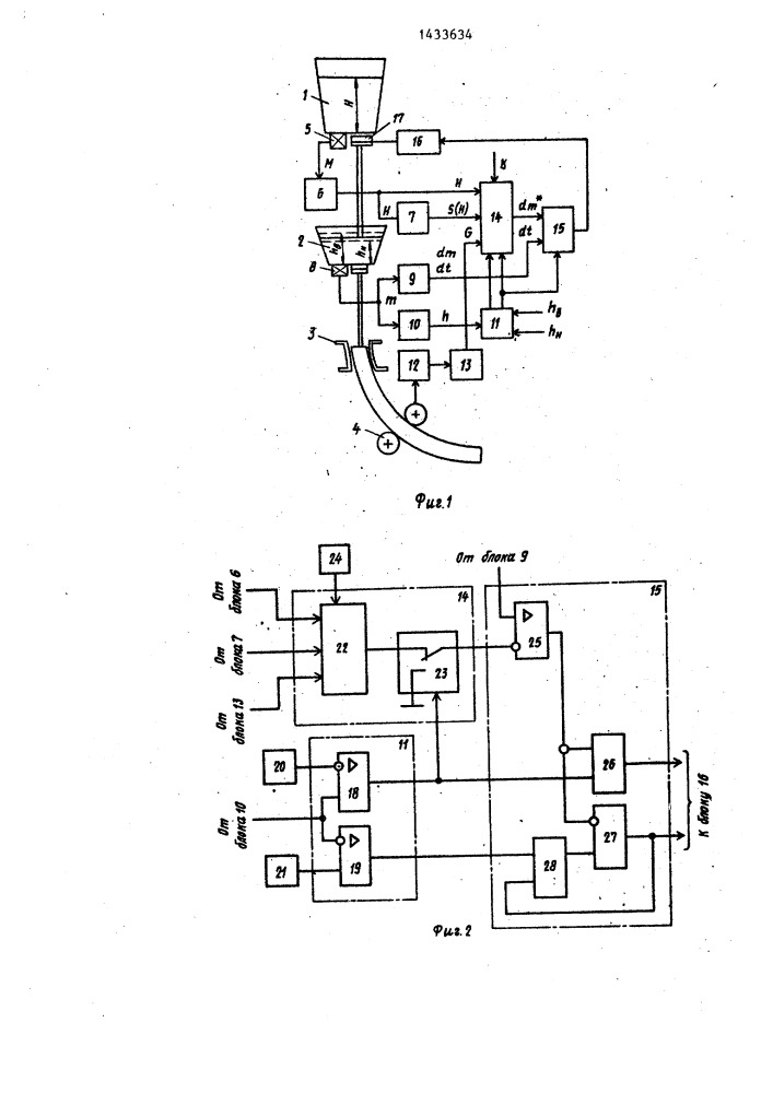Способ автоматического регулирования уровня металла в промежуточном ковше машины непрерывного литья заготовки и устройство для осуществления (патент 1433634)