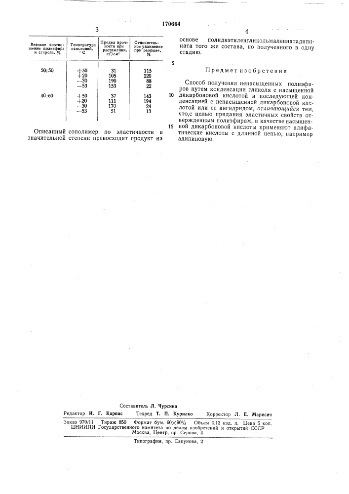 Способ получения ненасыщенных полиэфиров (патент 170664)