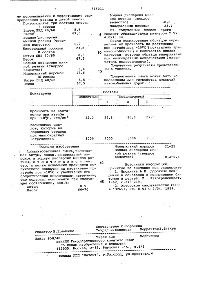 Асфальтобетонная смесь (патент 815011)