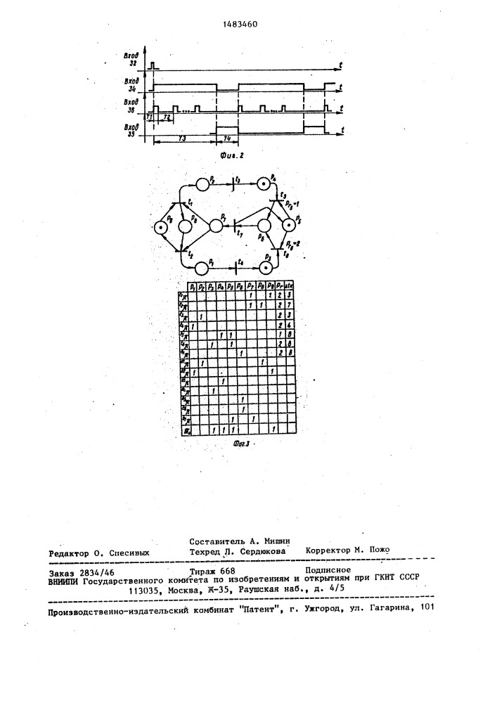 Устройство для моделирования графов петри (патент 1483460)