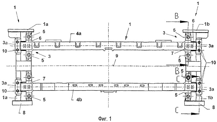 Станина для обжимных клетей прокатного стана, выполненная из нескольких компонентов (патент 2355490)