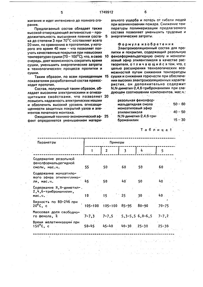 Электроизоляционный состав для пропитки и покрытия (патент 1749912)