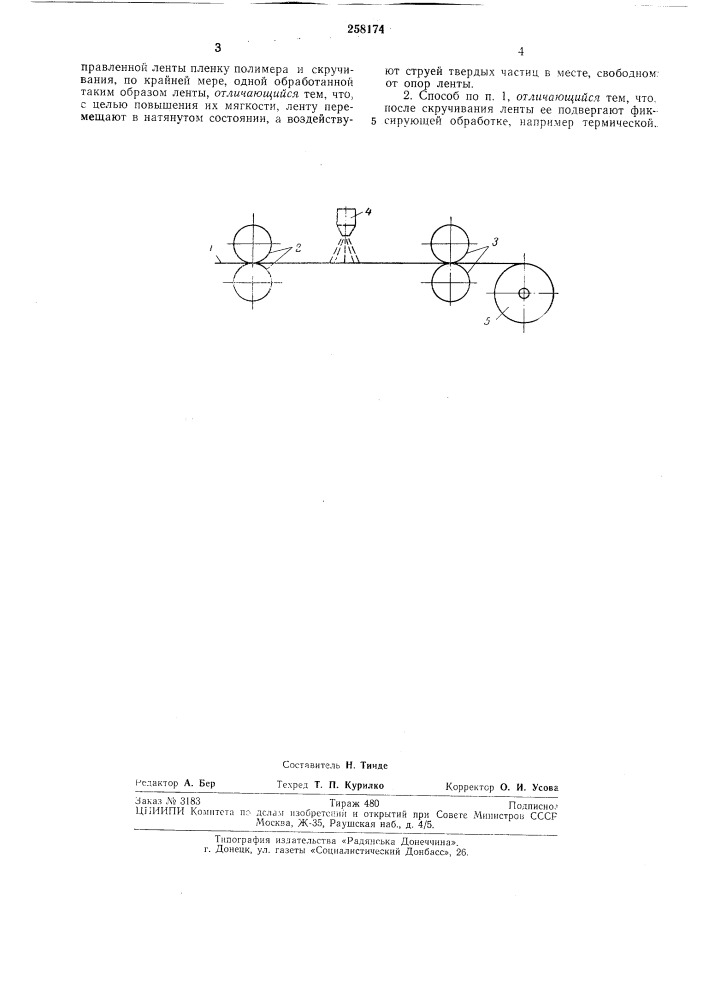 Способ изготовления веревок, шнуров и т. п. текстильных изделий из пленок полимера (патент 258174)