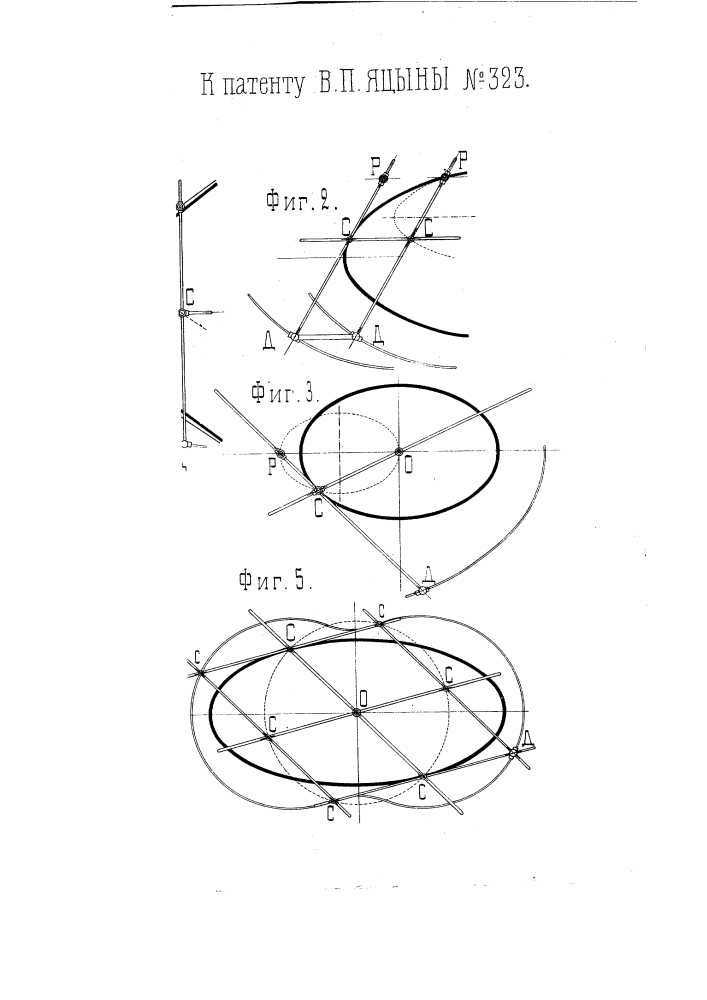 Прибор для наглядного представления свойств кривых 2 порядка (механические подвижные чертежи) (патент 323)