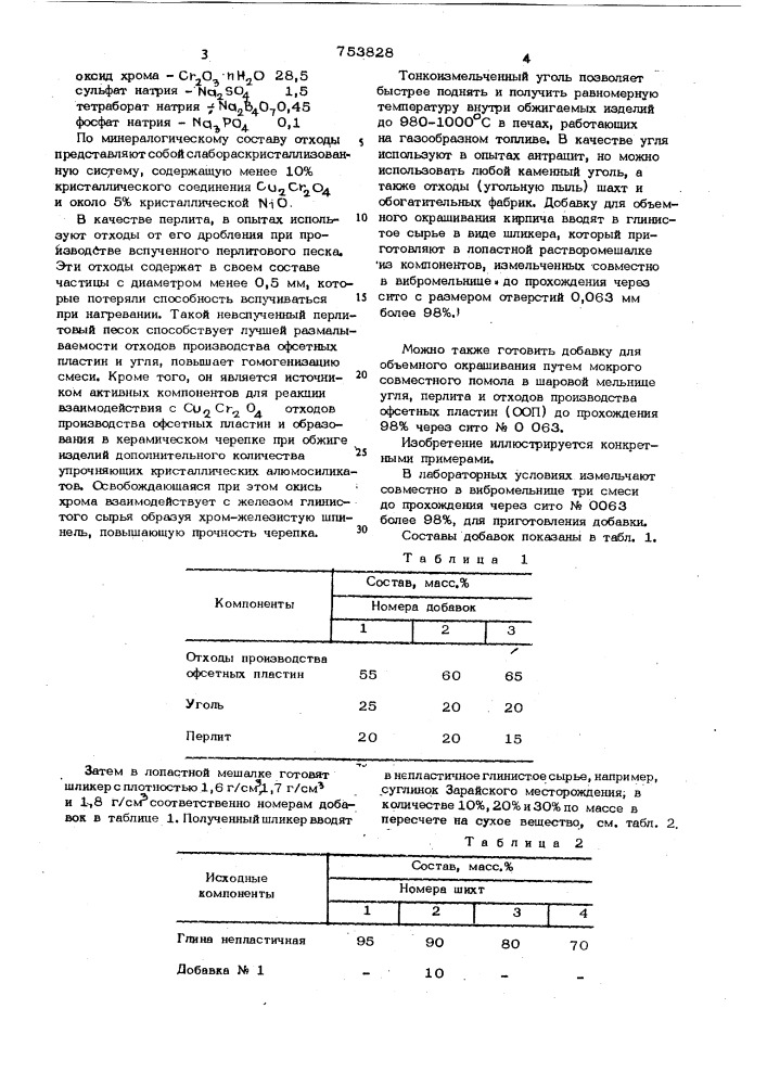 Керамическая масса (патент 753828)