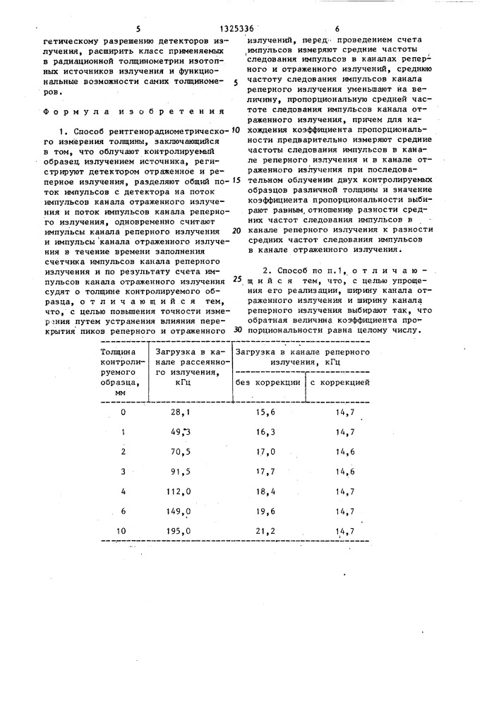 Способ рентгенорадиометрического измерения толщины (патент 1325336)