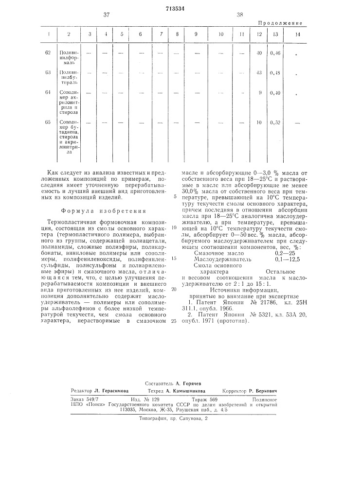 Термопластичная формовочная композиция (патент 713534)