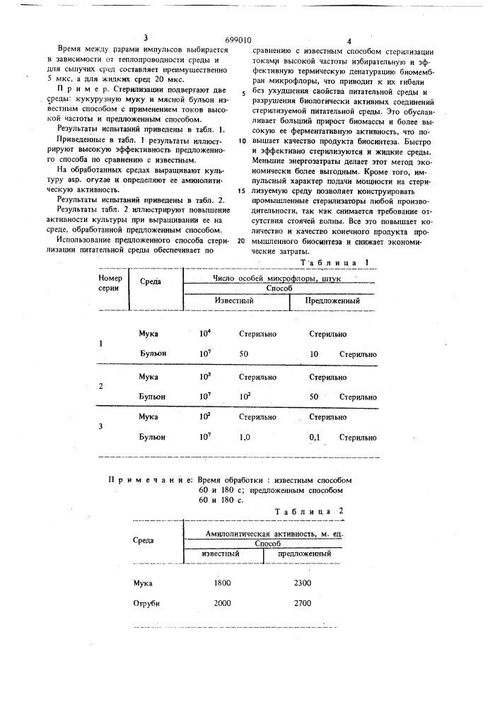 Способ стерилизации питательных сред (патент 699010)