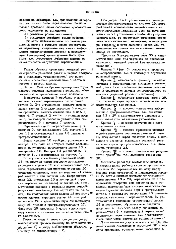 Механизм управления ремизоподъемной каретки ткацкого станка (патент 609796)