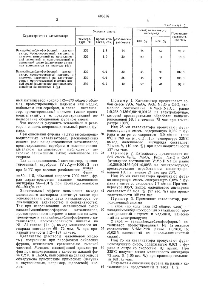 Способ получения малеинового ангндрида (патент 406828)