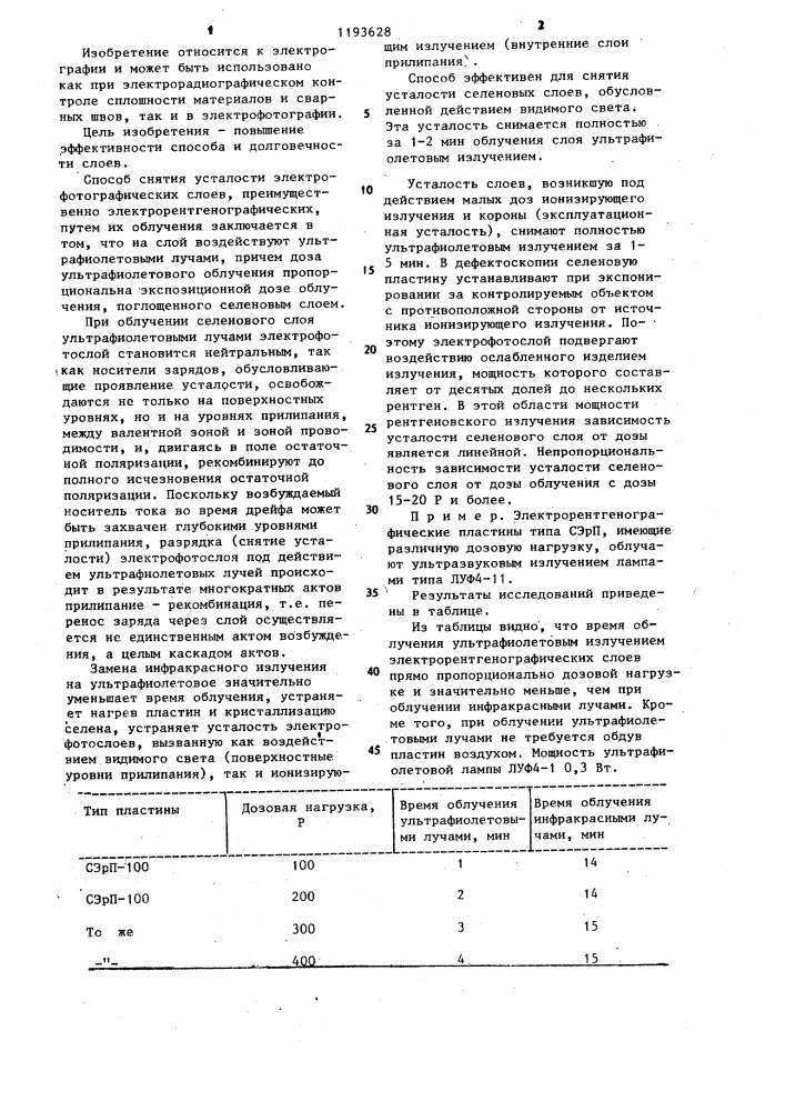 Способ снятия усталости электрофотографических слоев (патент 1193628)