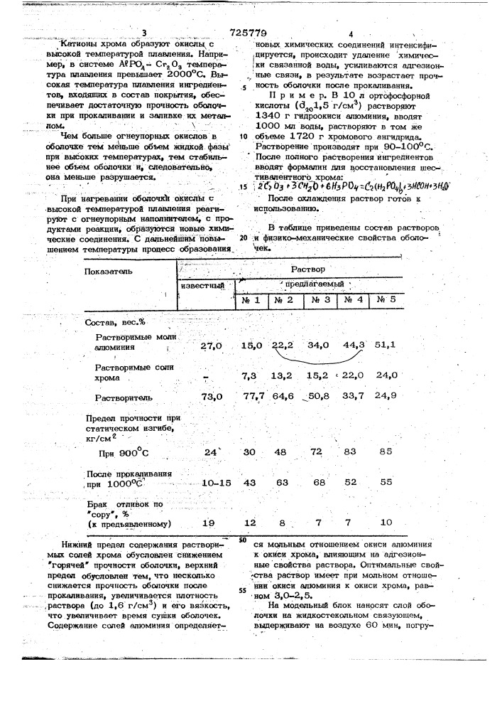 Раствор для обработки оболочковых литейных форм на жидкостекольном связующем (патент 725779)