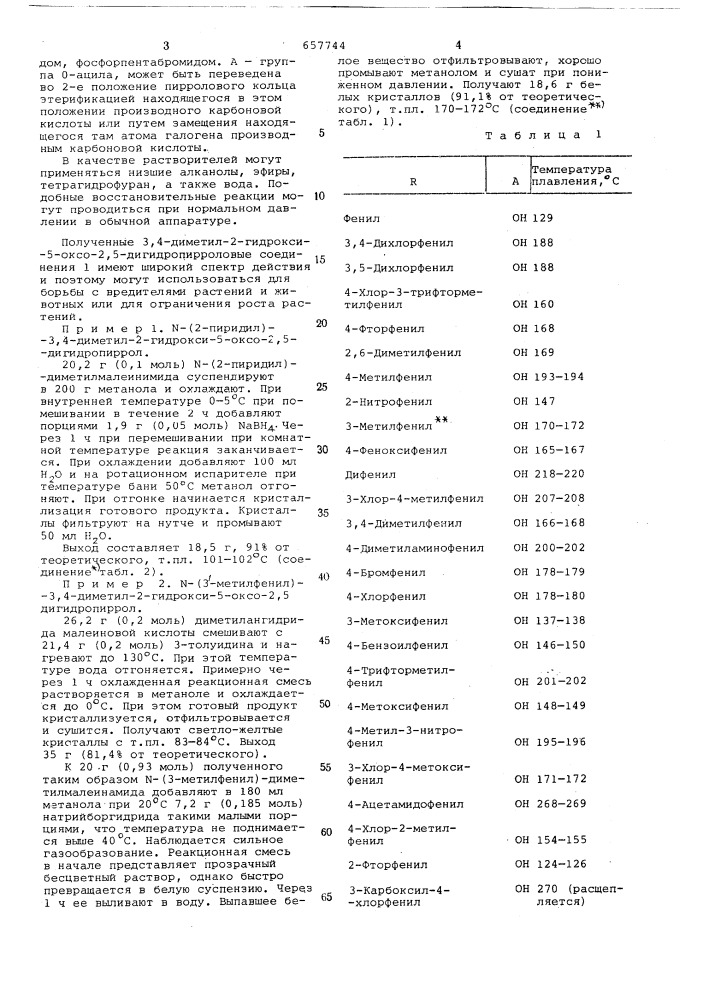 Способ получения производных 3,4-диметил-5-оксо-2, 5дигидропиррола (патент 657744)